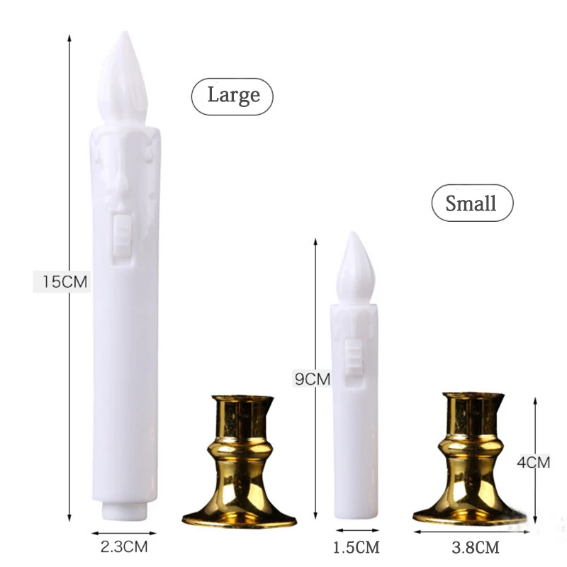 3," /5,9" пара Беспламенного светодиодный палочки лампы в форме свечи съемный Золотой ABS Материал держатели свечи для церкви или Будда праздничный Декор
