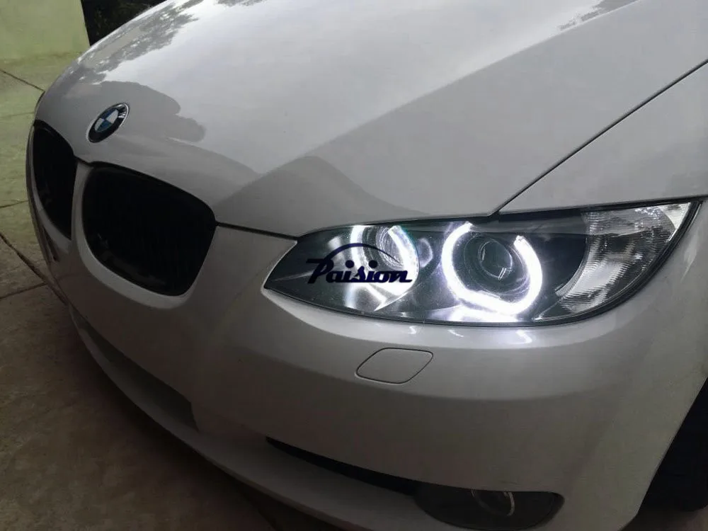 7000K ксенон белый квадратный нижний СВЕТОДИОДНЫЙ ангельские глазки Halo кольца w/Кристальные акриловые Чехлы для BMW E90 E92 F30 передних фар