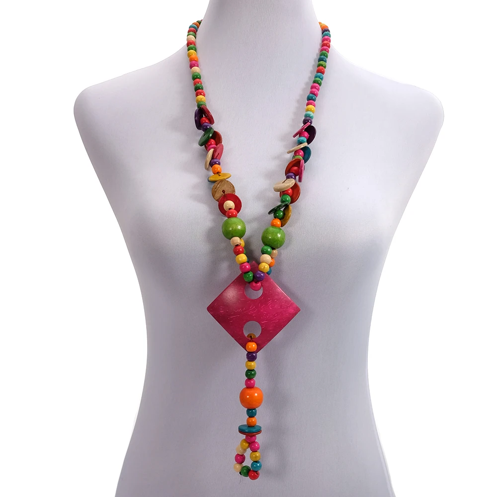 BeUrSelf Multi Color Coconut Shell Bohemian Necklace for Women Knit ...