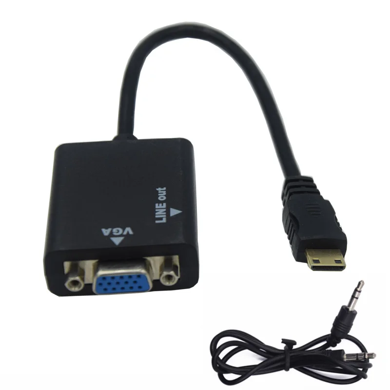 

Mini HDMI TO VGA 1080P Mini HDMI to VGA Converter Adapter Male to Female for Camera Tablet mobilephone laptop to HDTV monitor