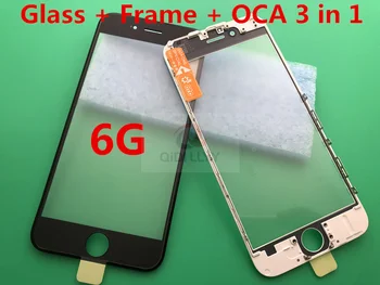 

50pcs/lot AAA+ 3 in 1 front cold pressed outer glass Middle Bezel frame assembled + OCA film for iPhone 6 4.7" Replacement