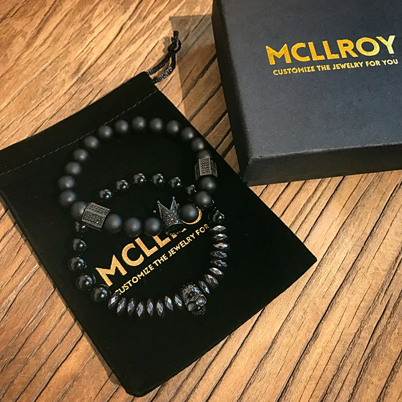 Мужской браслет Mcllroy с черепами стальным камнем бусинами роскошными браслетами