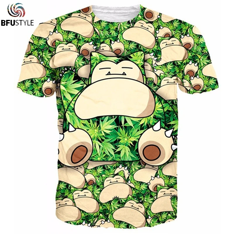 Snorlax Покемон футболка для мужчин повседневные хип хоп летние футболки бренд 3D
