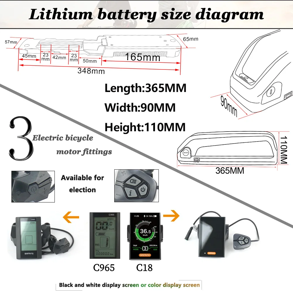 Discount 8Fun /Bafang 48V 750W BBS02 mid crank drive motor kit with 48V 16AH 48v 13ah EBIKE lithium Hailong shark Battery 4