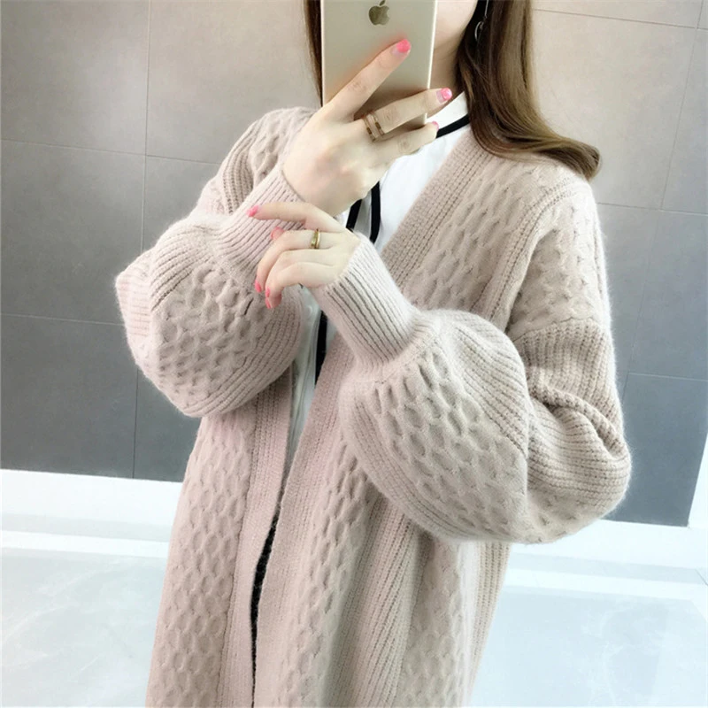 

Autumn Ladies Cardigan 2019 Winter Women Knitting Sweater Long Knit Cardigan Plus Size Women's Warm Cashmere Sweaters Coat