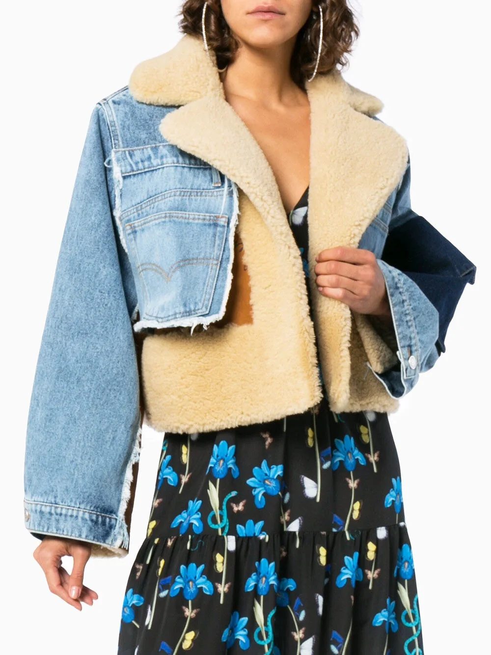 Harajuku осенне-зимнее пальто с лацканами и длинными рукавами, синее, из овечьей шерсти, комбинированное, джинсовое, свободное, плотное, теплое, пальто, женская куртка из искусственного меха