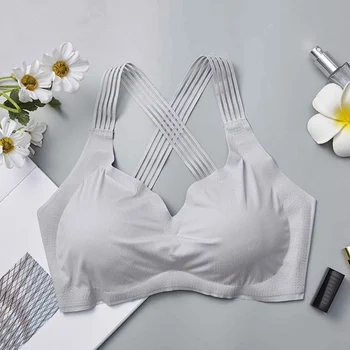

2019 Sexy Summer Ice Silk Seamless Female Bra Multiple Sling Bra Strap Beauty Short Vest Wrapped Chest