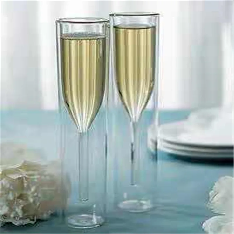 Бокал для шампанского с двойными стенками бокал es флейты пузырчатое вино тюльпан Коктейльные бокалы чашка для свадебной вечеринки