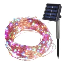 Solar Powered String Lights 12M 100 LEDs Copper Wire Light Starry Garland Lighting Indoor Outdoor LED Garden Decoration Lights