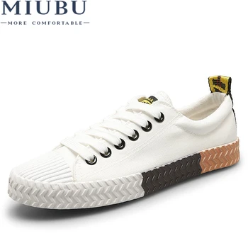 

MIUBU Spring White Canvas Shoes Men 2020 New Designer Casual Shoes Male Korean Student Cloth Flats Shoes Chaussure Homme