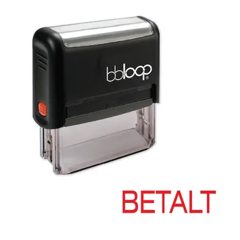 

BBloop Danish Language "BETALT" Self-Inking Stamp, Rectangular, Laser Engraved, RED