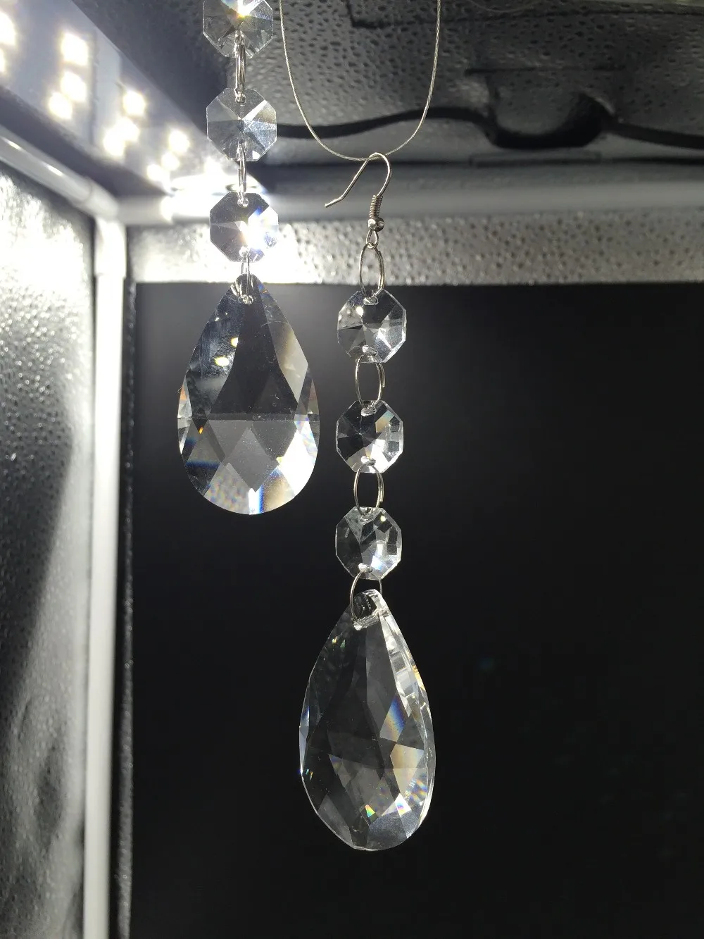 

50pcs/lot Crystal Chandelier Pendants +3 Octagon Beads Hanging Prism Suncatchers Crystal Lighting Parts