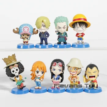 

Anime One Piece Luffy Chopper Sanji Zoro Brook Nami Robin Usopp Kyros Q Version PVC Figures Toys Decoration Dolls 9pcs/set