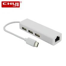 Chyi USB3.1 Тип-C Многофункциональный сетевой адаптер USB-C RJ45 Ethernet 3 Порты и разъёмы маршрутизатор концентратора портативных ПК телефон USB 3.0 разветвитель Thunderbolt