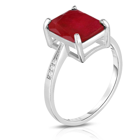 4.00 CTTW Genuine Ruby Emerald Cut Ring In Sterling Silver (1)