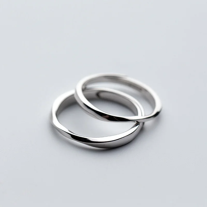 

925 Sterling Silver Couple Rings for Women Men Lovers Korean Style Adjustable Mobius Finger Ring Femme Jewelry Girlfriend Gift