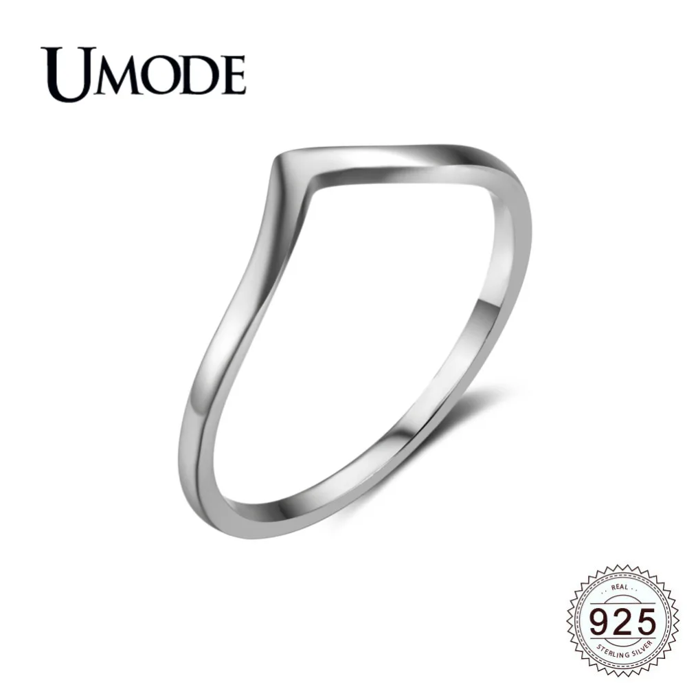 

UMODE 2019 New 925 Sterling Silver V Shape Rings for Women Fashion Polished Chevron 925 Silver Rings Jewelry Party Gift ALR0470