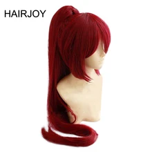 HAIRJOY красный блонд коричневый фиолетовый косплей парик 100 см конский хвост длинные прямые термостойкие синтетические волосы костюм парики 4 цвета