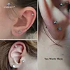 1Pc 1.2x8x1.5-5mm CZ Gem Labret Lip Stud Rings Earrings 16G Ear Helix Lip Piercing Flat Nose Ring Cartilage Tragus Pircing ► Photo 3/6