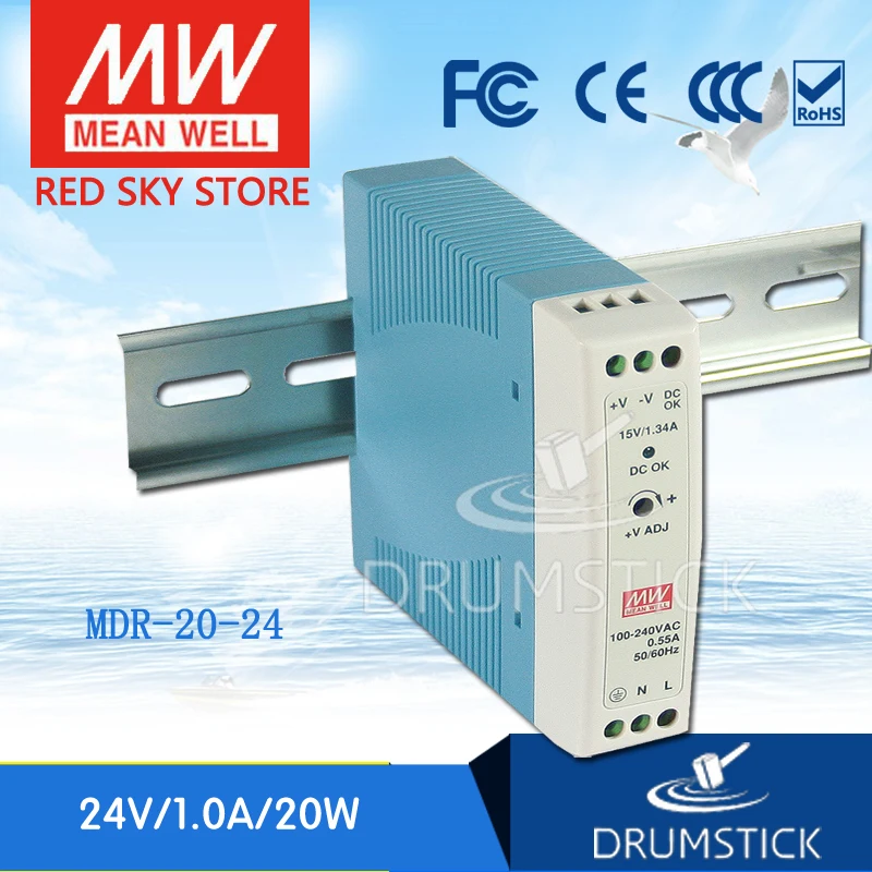 MEAN WELL Plastic Case MDR-20W-12/15/24/5V Ultra Slim Class I Single Output Industrial DIN Rail Power Supply AC-DC SMT | Обустройство