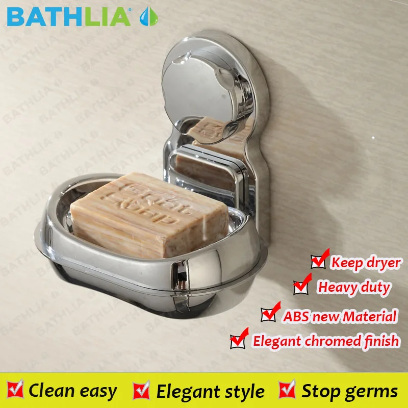 Elegant Bathroom Holder Chrome Hollow Out Soap Dish With Suction Cup
