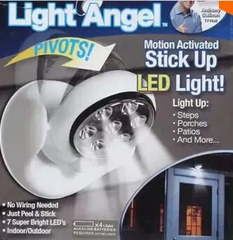 

by dhl or fedex 100pc LED Light Angel as seen on TV Electric PIR Motion Activated Cordless Base Rotates 360 Rotating Sensor