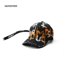Модная бейсболка с граффити с буквами, Повседневная Мужская и Женская Черная кепка с длинным поясом GD с изогнутым черепом