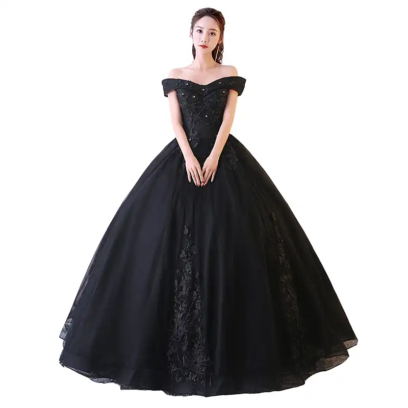 vestido para debutante preto e dourado