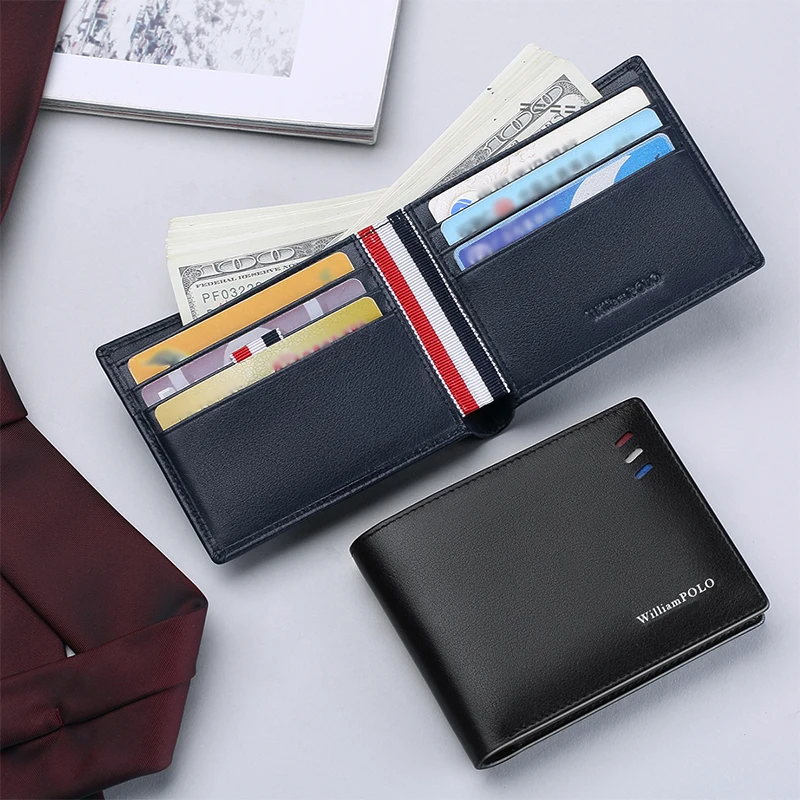 WILLIAMPOLO Men's Slim Wallet Genuine Leather Mini Purse Casual Design Wallet Fashion Brand Short Small Pouch Gift WILLIAMPOLO Men's Slim Wallet Genuine Leather Mini Purse Casual Design Wallet Fashion Brand Short Small Pouch Gift