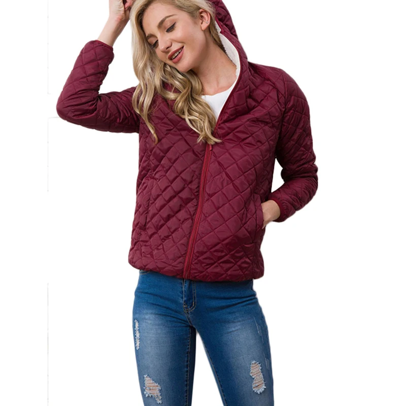 Autumn 2019 New Parkas basic jackets Female Women Winter plus velvet lamb hooded Coats Cotton Winter Jacket Womens Outwear coat