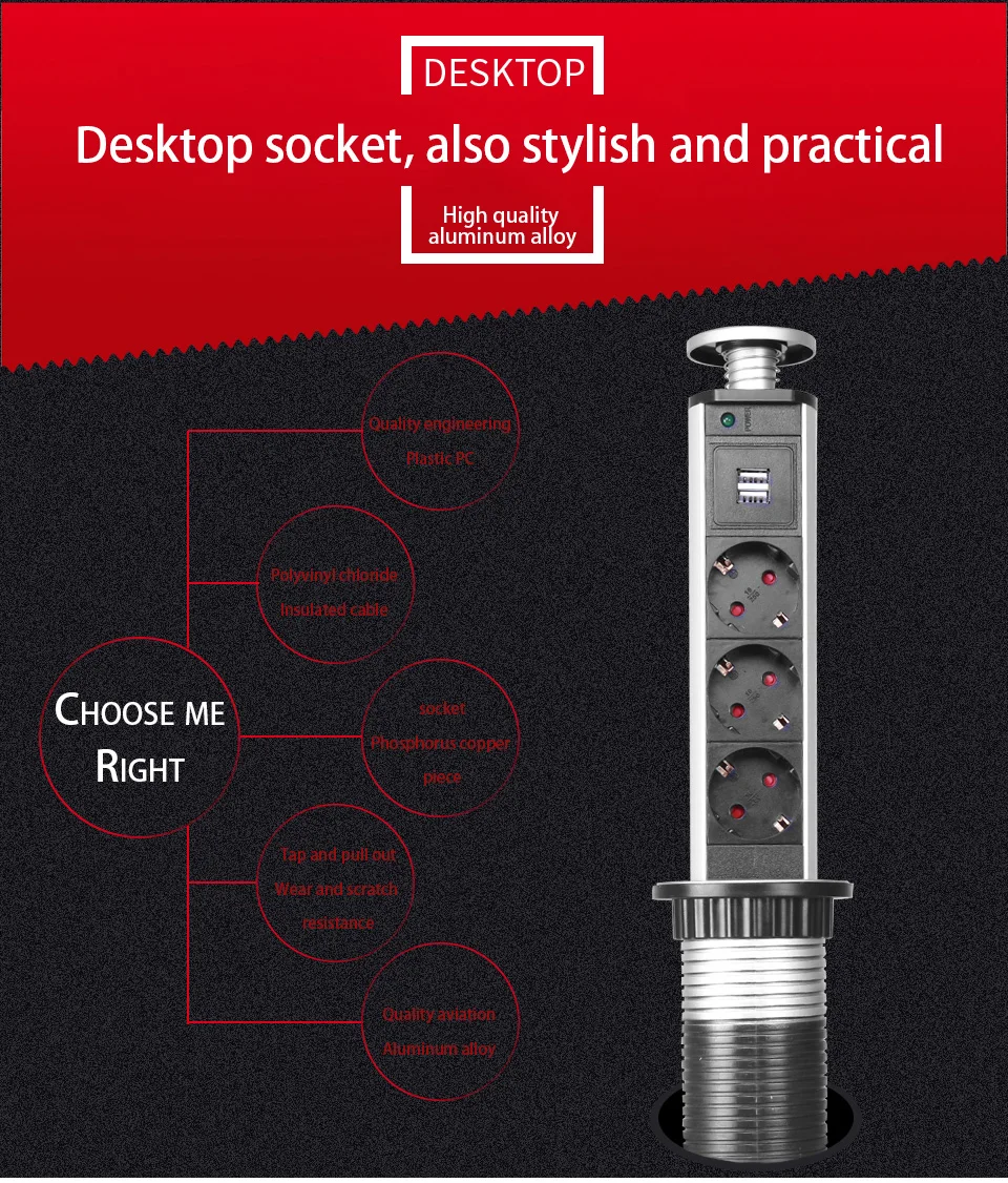 Bcsongben PULL socket POP UP 3 power Socket 2 USB Outlet зарядный порт Настольный 16A розетки Скрытая кухонная столешница EU вилка