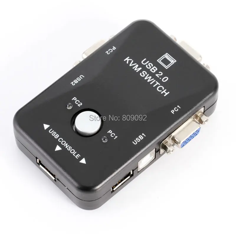 New 2 Ports USB VGA KVM Switch Box For Mouse Keyboard Monitor Sharing Computer PC