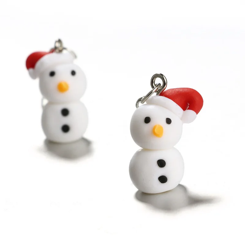 

1 Pair Cute Soft Clay Christmas Mini Snowman Shaped Earrings For Women Fashion Ear Jewelry Crafts Charms