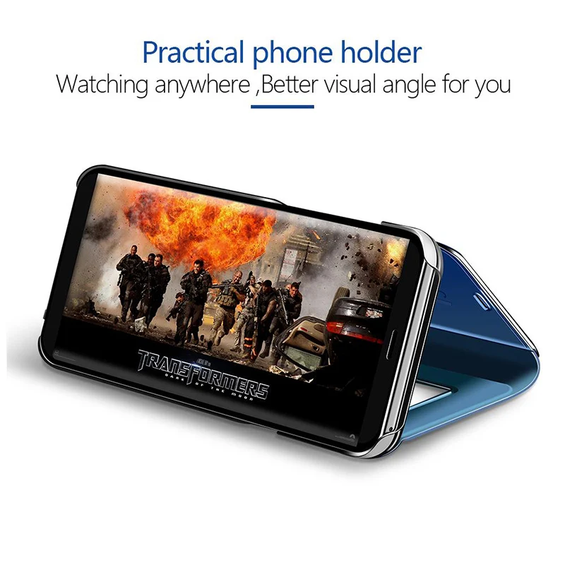  Clear View Smart Mirror Phone Case For iphone 8 7 6 6S Plus X XR Flip Stand Leather Cover For iphon - 32995549074