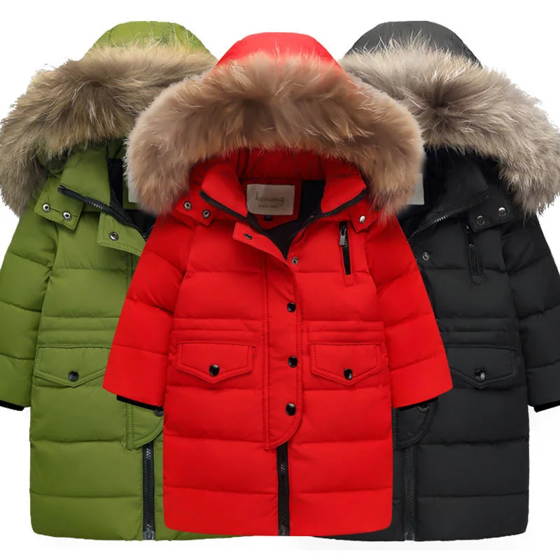 Children Clothing Winter Jacket for Girls Warm Down Jacket Fur Collar Hooded Outerwear Coat Kids Parka 4 6 8 10 12 13 Years