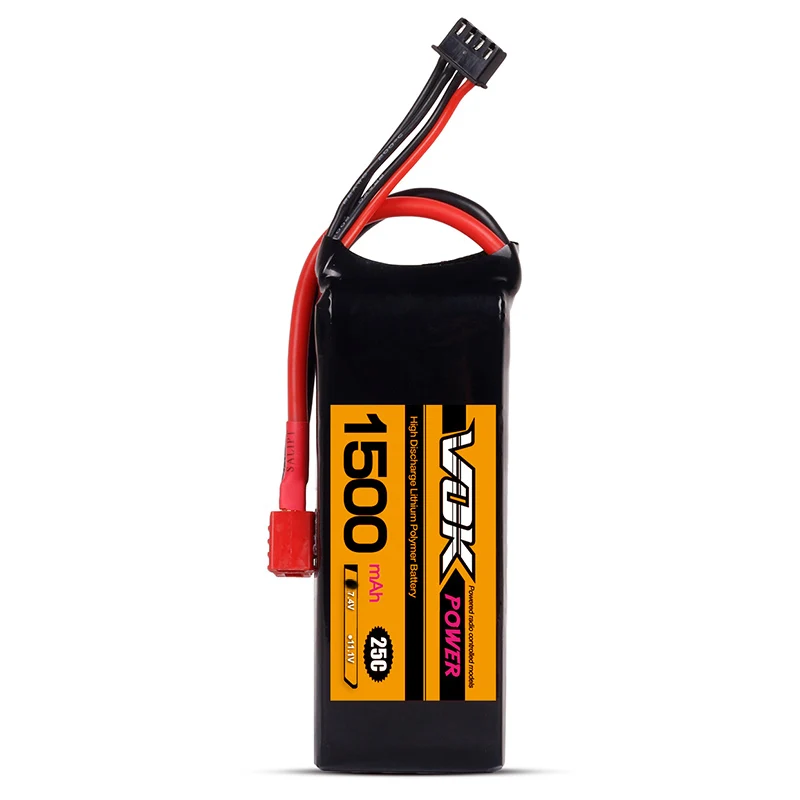 Мини портативный аккумулятор VOK 2S Lipo 7,4 V 25C 1500mAh Т-образный разъем разряда для радиоуправляемого гоночного квадрокоптера дрона TSLM2