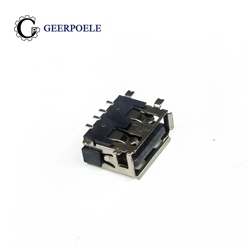 

10 Pcs/Lot Female Warp Edge USB 2.0 4 Pin Type A SMT 4 Feet 180 Degree Crimping Charge Plug Socket Jack Connector Wire Adapeter