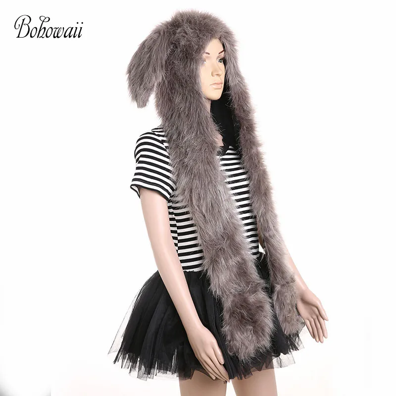 Bohowaii искусственным мехом на капюшоне кролика Desigual перчатки Дамы Зимняя шапка