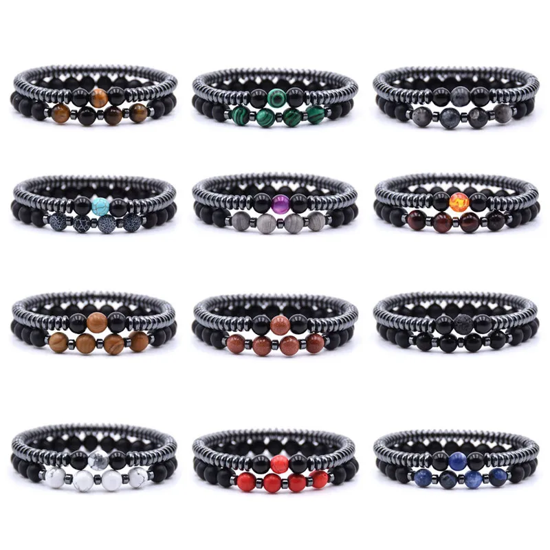 

2Pcs/Set Couples Bracelet Classic Natural Stone Beaded Bracelets For Men Women Best Friend Hot Jewelery