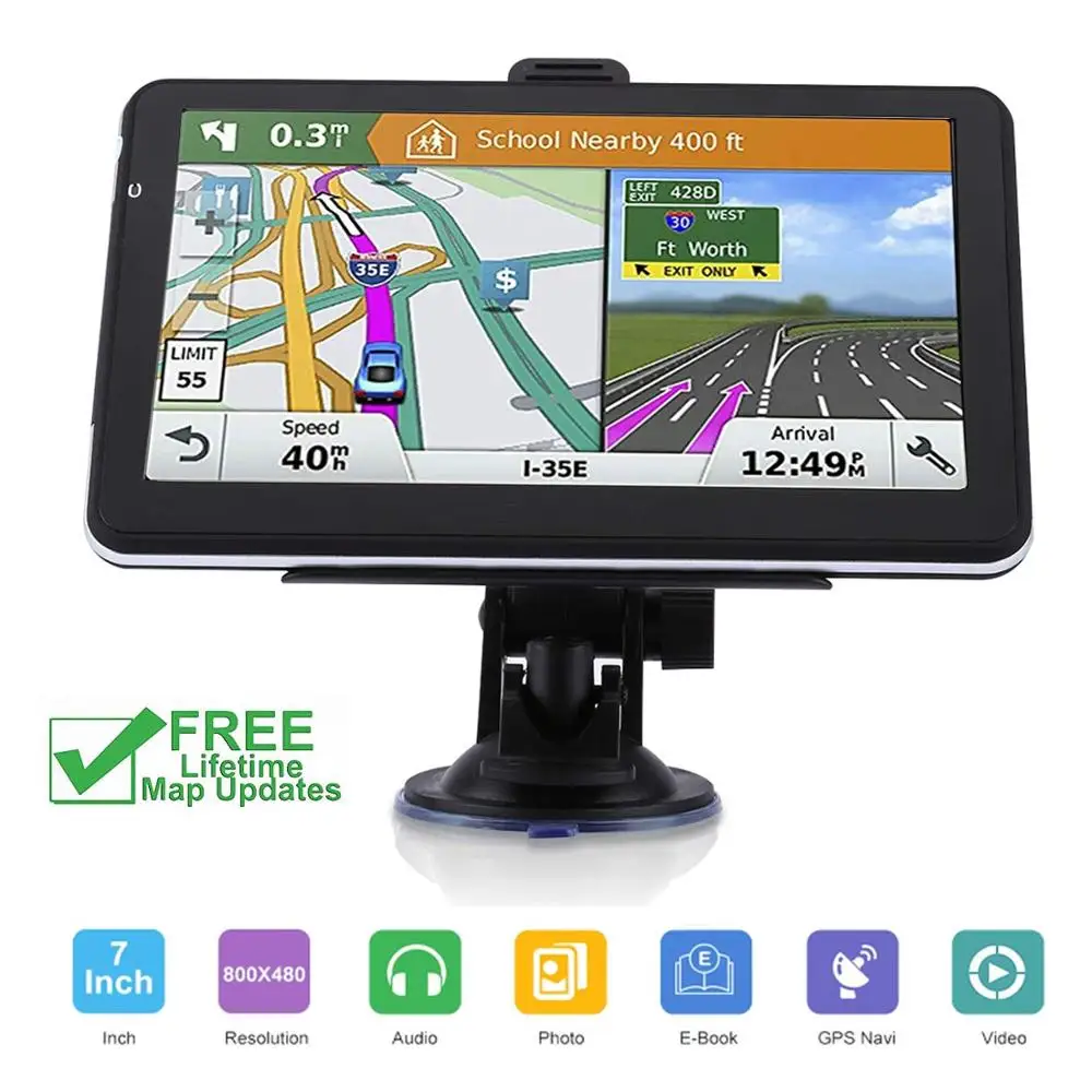 Navegador GPS de 7 Pulgadas para Coche con Wi-Fi Integrado y actualizaciones de por Vida gratuitas en Reino Unido y Europa Completa 2019 HOCOMO