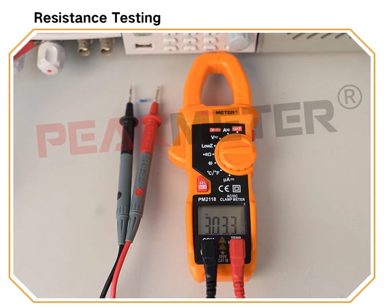 PEAKMETER PM2118 Смарт AC/DC клещи мультиметр ток напряжение сопротивление непрерывность измерения тестер с NCV