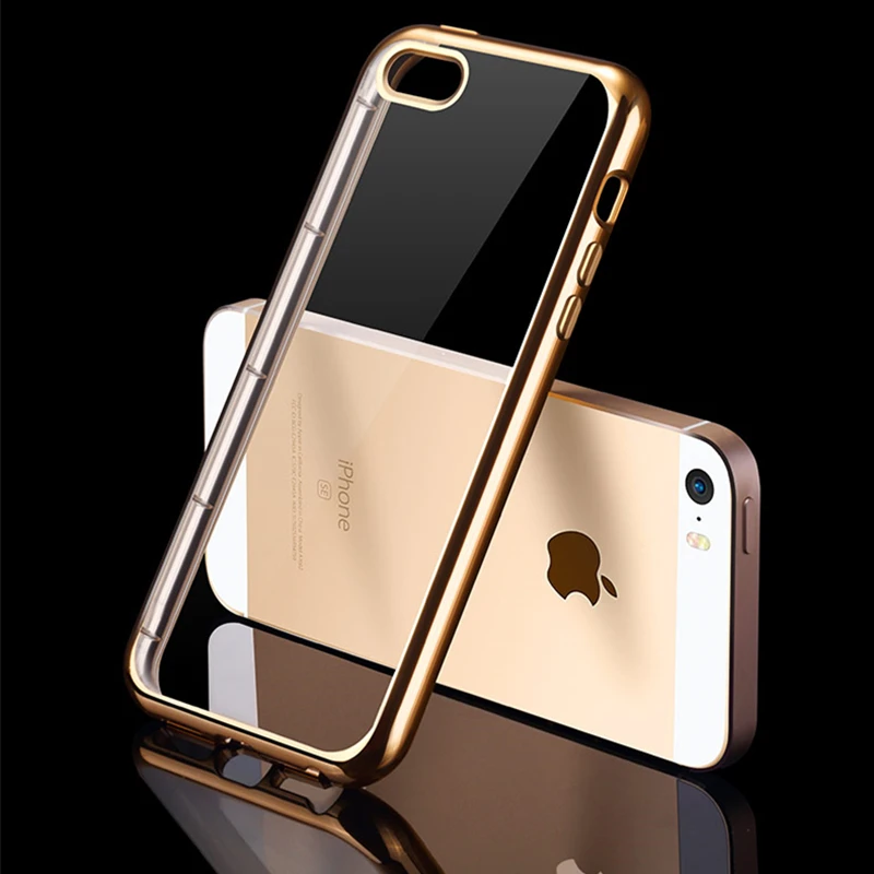 

NFH Plating Soft TPU Silicone Case For iPhone 5 5S 5SE Ultra Thin Slim Transparent Clear Case On 5S Back Cover Gold Silver Gary
