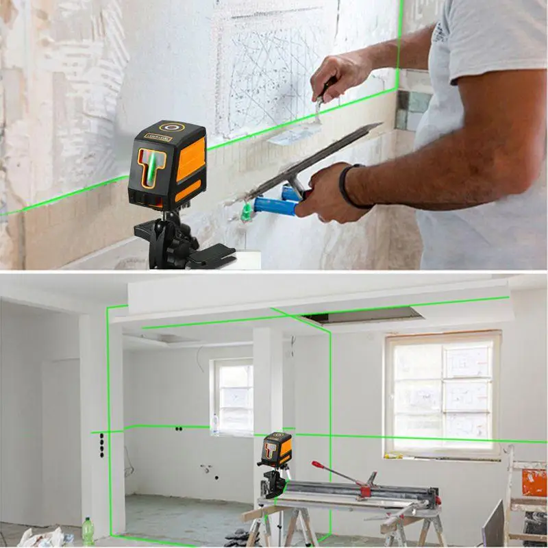 Мини лазерный уровень самонивелирующийся Горизонтальный Вертикальный крест линия красный/зеленый 2 лазерных диодов луч портативный измеритель уровня с кронштейном