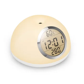 

LED Sunrise Wake Up Lamp Humidity Temperature Check 10 Levels Adjustable Brightness Gesture Sensor Touch Control LED Night Light