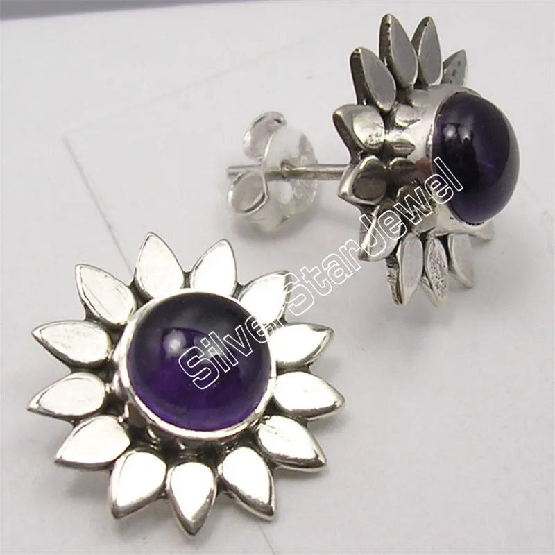 

Silver PERIDOTS APATITE GARNET FLOWER Studs Posts Earrings 1.5CM Variation