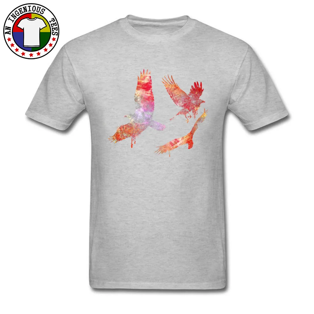  Men T Shirt Birds Hip hop Tops Shirt 100% Cotton Crew Neck Short Sleeve Party Tees Father Day Top Quality Birds grey