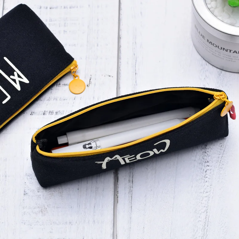 

Small Cloth Point Canvas Bag Cute Cat Pencil Case Stationery Bag Learning Pencil Case