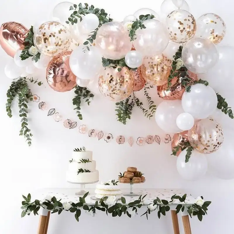 66pcs/set Rose Gold Balloon Arch Kit Rose Gold Balloon Garland Wedding Party Balloons Baby Shower Supplies Backdrop Decor