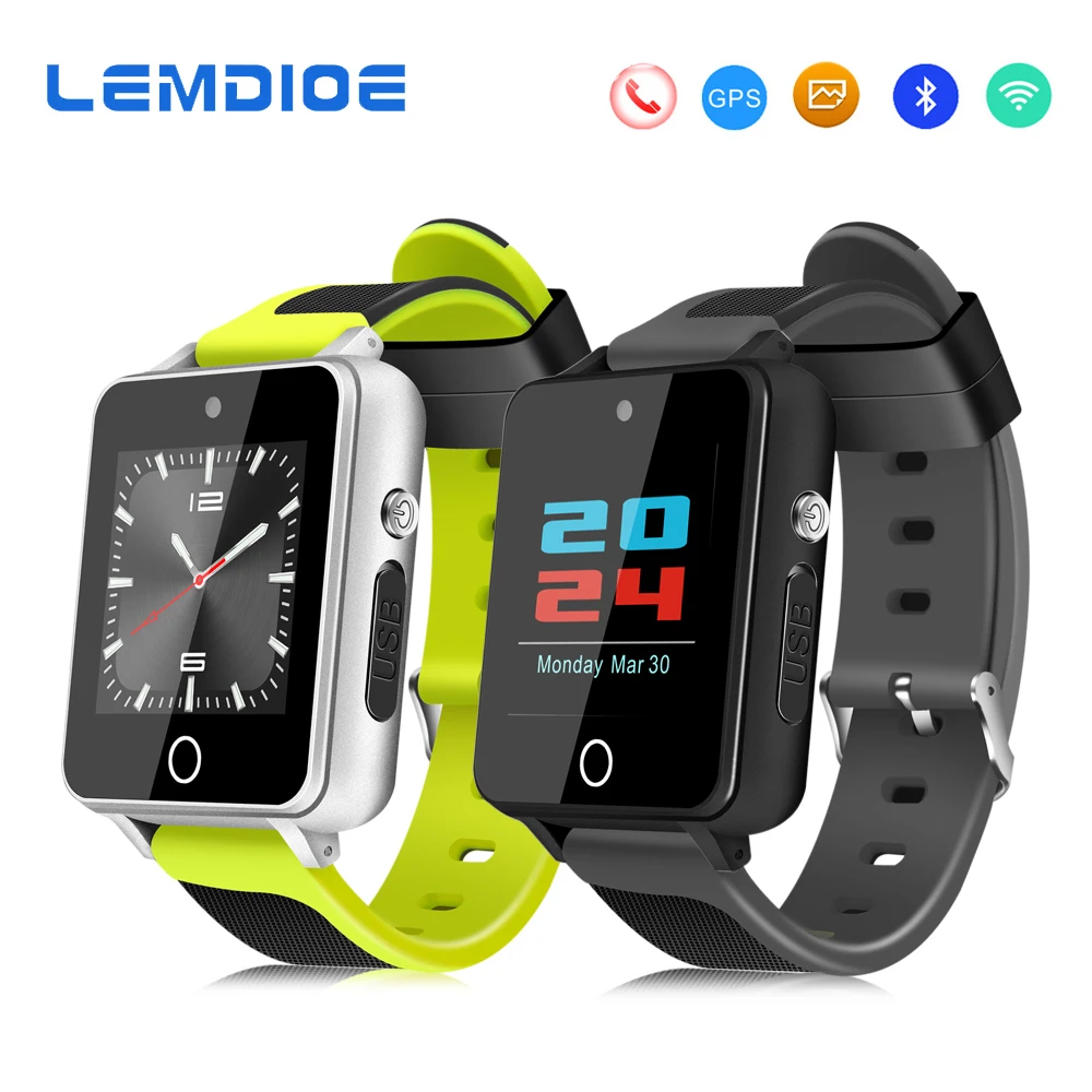 

LEMDIOE Smart Watch Android Phone 1GB 16GB / 512MB 4GB MTK6580 2.0MP Camera 3G Smartwatch Support WiFi GPS SIM Card for Men