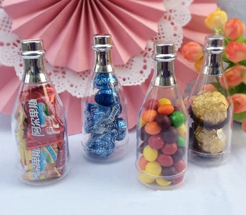 

Plastic champagne bottle candy boxes Gift box packing wedding Party packing free shipping 30pcs